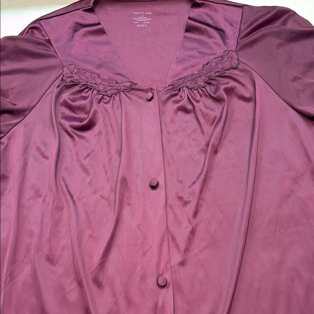 Vintage 90s Vanity Fair Purple Nylon Loungewear Set - V-Neck Top & Pants -‎ M